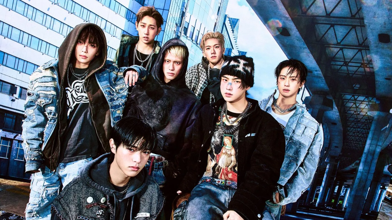 NEWBEAT ,NEWBEAT seven members group promotional photo, Park Minseok NEWBEAT leader portrait, Hong Minsung NEWBEAT main vocalist portrait, Jeon Yeoyeojeong NEWBEAT vocalist portrait, Choi Seohyun NEWBEAT main rapper and dancer portrait, Kim Taeyang NEWBEAT vocalist and dancer portrait, Jo Yunhu NEWBEAT vocalist and rapper portrait, Kim Riwoo NEWBEAT maknae and visual portrait, NEWBEAT RAW AND RAD album cover, NEWBEAT performing at KCON stage,