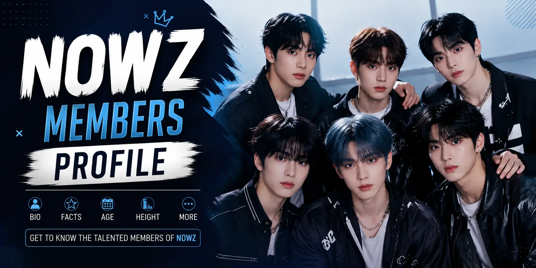 NOWZ ,NOWZ group photo 2026 members, Hyeonbin NOWZ leader profile, Yoon NOWZ main vocalist, Yeonwoo NOWZ main dancer, Jinhyuk NOWZ rapper, Siyun NOWZ maknae visual, NOWZ IGNITION mini album cover, NOWZ Billboard K-pop Rookie of the Month, NOWZ Japanese debut EP, NOWZ members colorful concept photo,