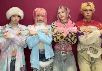 XLOV , XLOV group photo showcasing genderless concept styling, Wumuti XLOV leader profile photo, Rui XLOV main dancer performance shot, Hyun XLOV main vocalist portrait, Haru XLOV maknae smiling, XLOV members posing together on stage, XLOV I'mma Be debut album cover, XLOV Uxlxve EP promotional image, XLOV performing during European tour, XLOV official group logo,