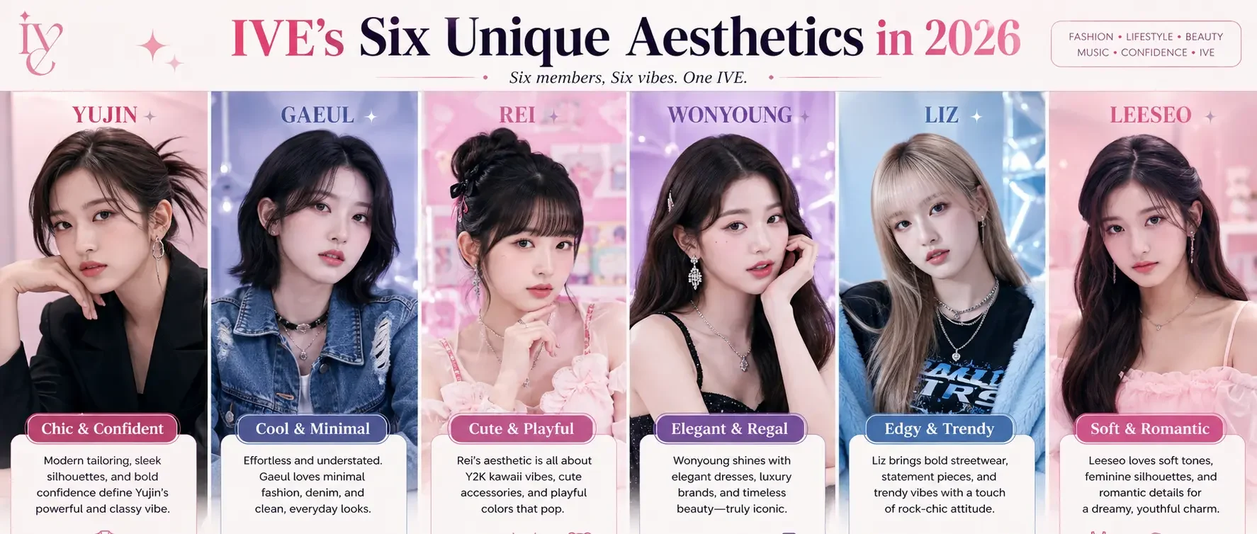 IVE members, IVE fashion style 2026, IVE daily routine, IVE MBTI types, Yujin fashion, Wonyoung daily routine, Rei fashion style, Liz style, Leeseo fashion, Gaeul MBTI, IVE concept aesthetics, IVE airport fashion, IVE favorite brands, IVE members personality, IVE lifestyle 2026, K-pop lifestyle