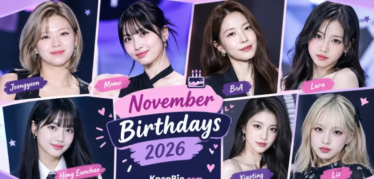K-pop idols born , K-pop idols born in November 2026, November K-pop birthday list, K-pop idols birthday calendar 2026, November girl group birthdays, K-pop birthday dates, November idol birthdays, K-pop idols turning 20 in 2026, K-pop idols turning 30 in 2026, TWICE November birthdays, BoA 40th birthday, LE SSERAFIM Hong Eunchae birthday, IVE Liz November birthday, KATSEYE Lara birthday, Kep1er Xiaoting birthday, MEOVV Anna birthday, RESCENE Zena birthday