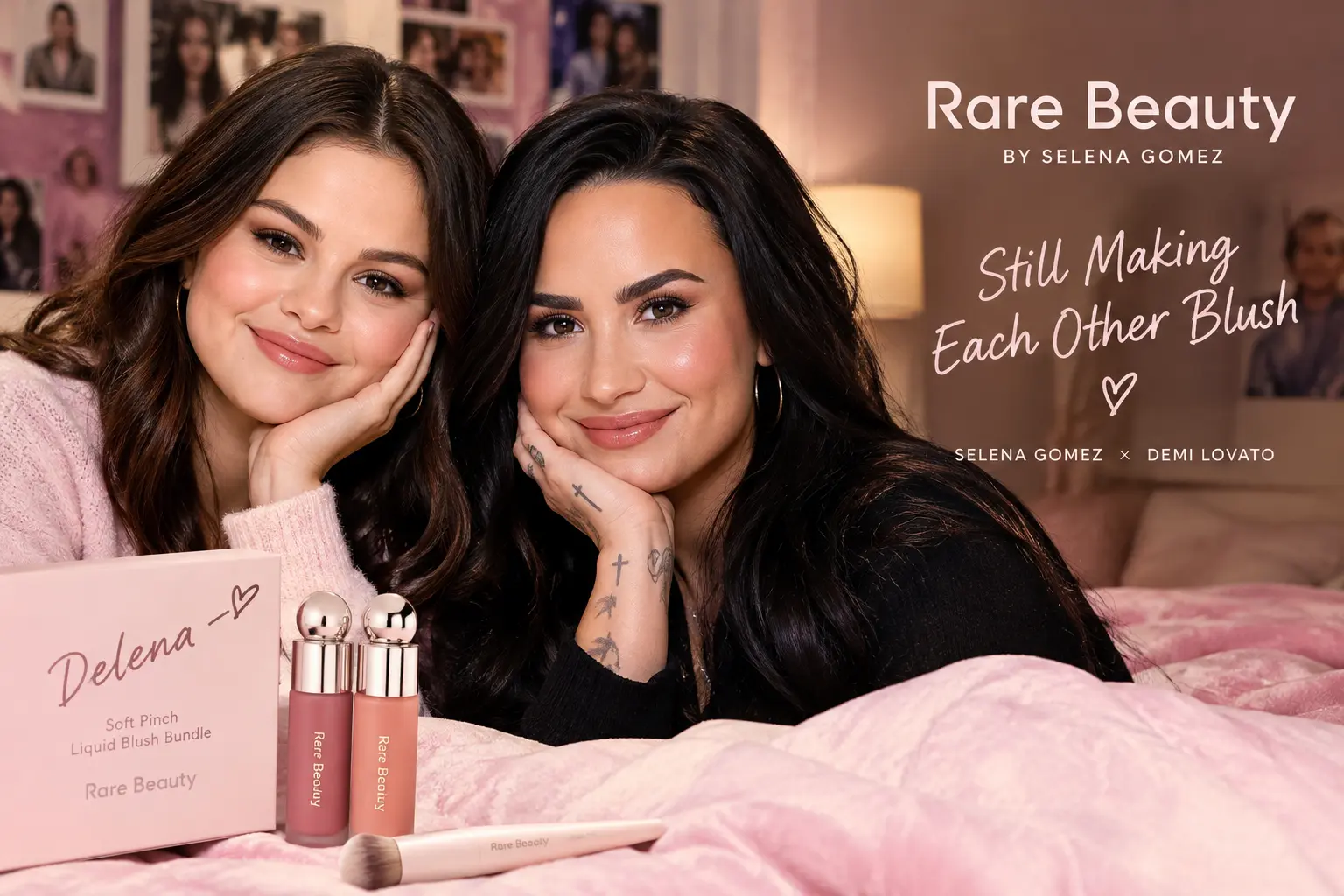 Selena Gomez , Selena Gomez and Demi Lovato, Selena Gomez Rare Beauty, Demi Lovato Rare Beauty, Selena and Demi new video, Delena blush bundle, Rare Beauty campaign 2026, Selena Gomez and Demi Lovato reunion, Soft Pinch Liquid Blush, Princess Protection Program reunion, Selena Gomez beauty brand