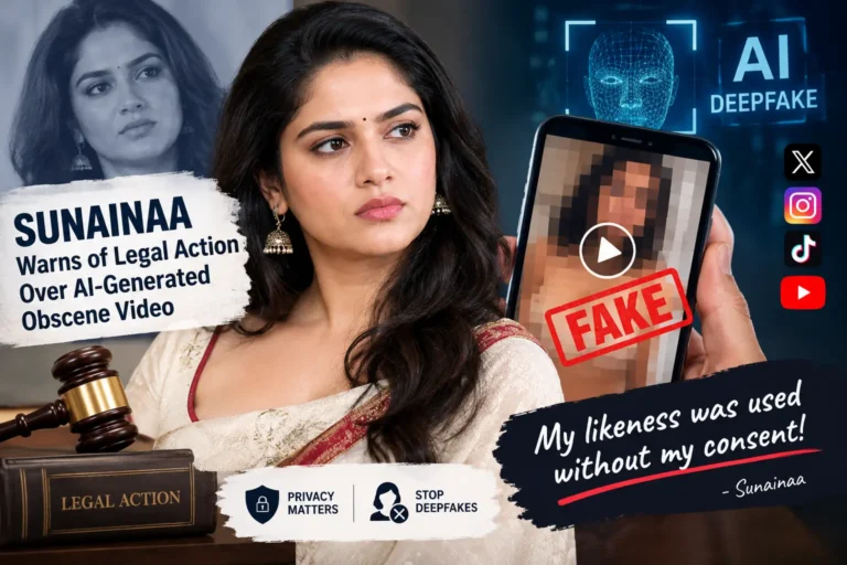 Sunainaa, Sunainaa AI video controversy, Sunainaa MMS row, Sunainaa deepfake video, Sunainaa legal action, Sunaina Yella news, AI-generated obscene video, celebrity deepfake controversy, Sunainaa latest news, AI misuse, online privacy, deepfake awareness